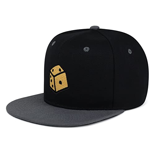 Dice Hip-Hop Snapback Hat Embroidered Baseball Cap Cute Board Game - color: 18. Black/Grey