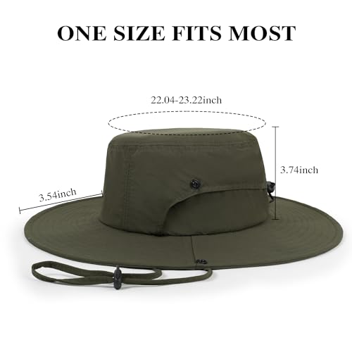 Wide Brim Sun Hats Waterproof Packable Bucket Hat UV Protection Summer Fishing Hat for Men and Women - color: Army Green