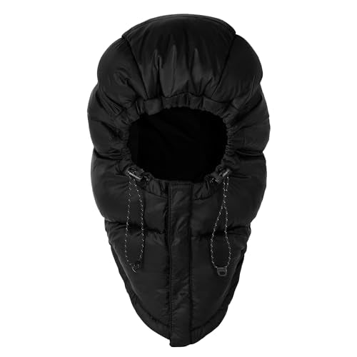 Winter Warm Down Hat,Ultralight Windproof Down Hood for for Camping - color: Black