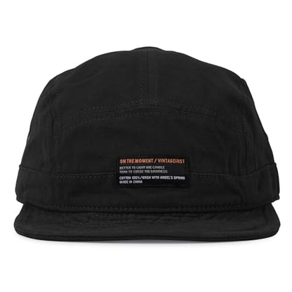 Clakllie Retro 5 Panel Short Brim Cap Casual Baseball Caps Dad Hat Flat Bill Snapback Fitted Caps Trucker Hat Short Cadet Cap - color: S-dy09-black