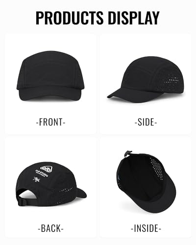 CLAPE 5 Panel Running Hat for Small Heads, Quick Dry Short Brim Cap - color: Bssd2575-black