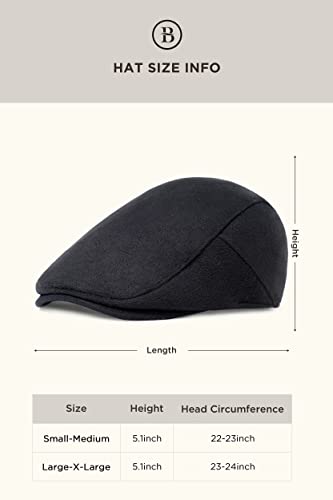BABEYOND Men's Flat Cap Newsboy Hats Herringbone Tweed Cabbie Hats for Men 1920s Ivy Irish Driving Hats Gatsby Hat - color: Black Style, size: Small-Medium