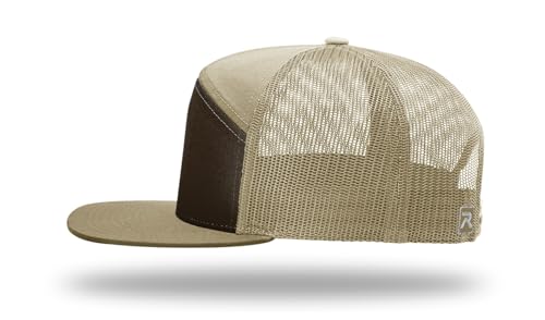 Richardson 168 168P Hat 7-Panel Trucker Cap Hi-Pro Snapback Cap Camo Hat Adjustable Baseball Hat Blank Hat Bulk Hats - color: Brown/Khaki