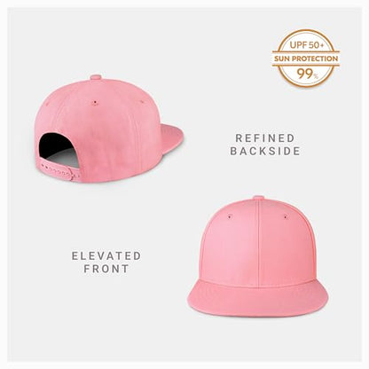CHOK.LIDS Classic Snapback Flat Bill Hat Blank Adjustable Baseball Cap - color: Light Pink