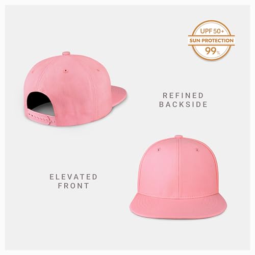 CHOK.LIDS Classic Snapback Flat Bill Hat Blank Adjustable Baseball Cap - color: Light Pink