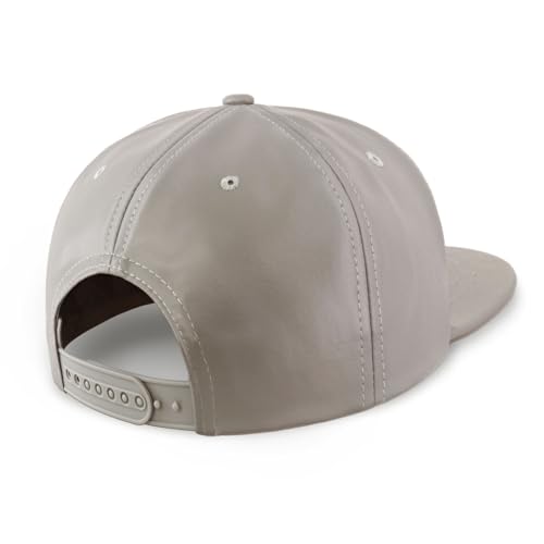 CHOK.LIDS PU Leather Flat Brim Snapback Hat Hip Hop Baseball Cap - color: Leather Light Grey