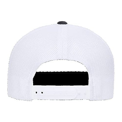 Yupoong Classic Mesh 6 Panel Retro Trucker Cap | Mid Profile Snapback - color: Black/White/Black