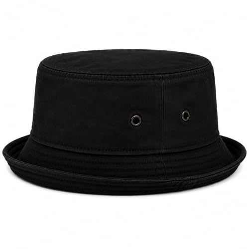 Gelante Solid Color 100% Cotton Bucket Hat for Women and Men Packable Travel Summer Beach Hat - color: Black, size: Large-X-Large
