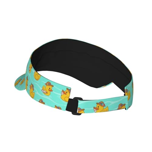 Sports Sun Visor Hat for Men Women, Adjustable Breathable Golf Tennis Cap - color: Funny Yellow Duck