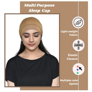 Chemo Hats Solid Sleep Cap Women's Bamboo Soft Headwear Cancer Cap Chemo Headwear Women - color: Light Brown