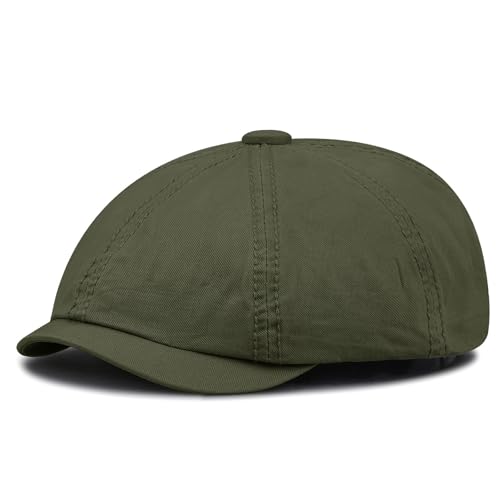 Clakllie Cotton Newsboy Cap Lightweight Short Brim Golf Flat Cap for Men Vintage Ivy Irish Hat Classic Gatsby Driving Beret - color: Cdus-dbl242-green