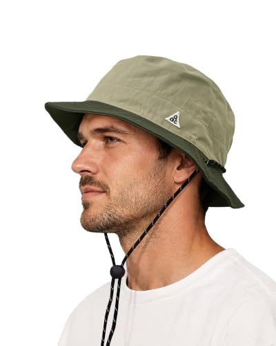 Clakllie Reversible Packable Boonie Fishing Hat UV Protection Sun Beach Hat - color: Bk2601-khakigreen