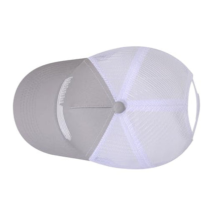 Baseball Cap, American Flag Trucker Hat for Men Women, Breathable Adjustable Fit Outdoor Mesh Snapback Hats - color: Gray/White Flag