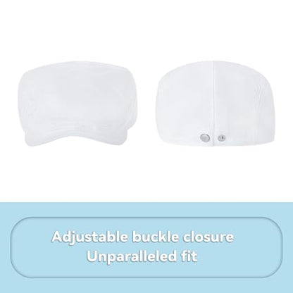 Men's Newsboy Flat Cap 100% Cotton Gatsby Ivy Golf Cabbie Hunting Summer Hat - color: Whitee, size: Large