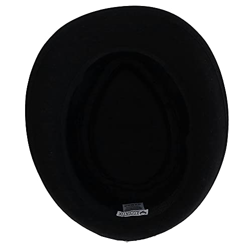 Men’s Fedora, 2” Brim, Classic Wool Blend with Herringbone Band - color: Black, size: Small