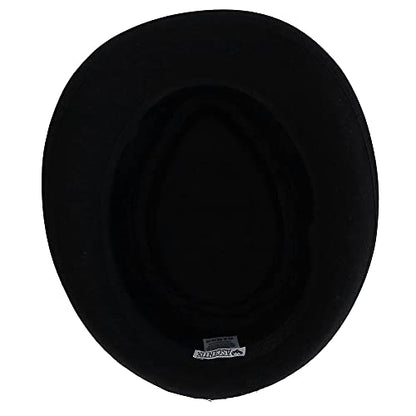 Men’s Fedora, 2” Brim, Classic Wool Blend with Herringbone Band - color: Black, size: Large