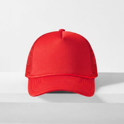 CHOK.LIDS Blank Foam Trucker Hat, Retro Mesh Rope Snapback Cap, Men Women - color: Curved Brim (Red)