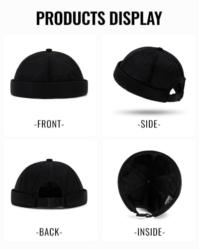 CLAPE Lightweight Breathable Brimless Cap Street Casual Versatile Summer Quick Dry Docker Cap No Brim Sailor Cap Leon Cap - color: Dcx2601-black