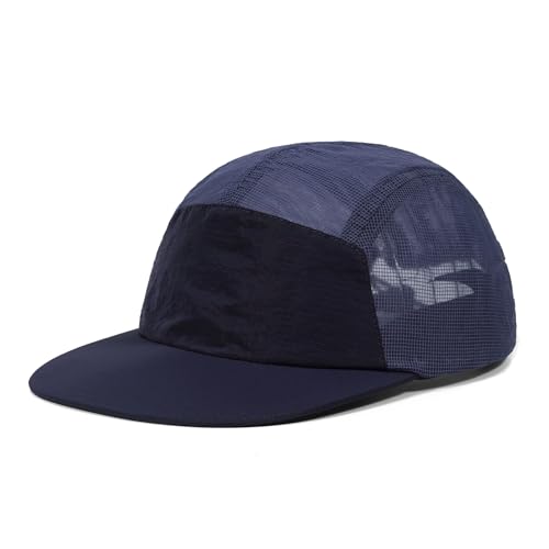 CLAPE Quick Dry Mesh 5 Panel Running Hat for Men, Lightweight Breathable Moisture-Wicking Baseball Cap for Hiking - color: Bs265p14-navy