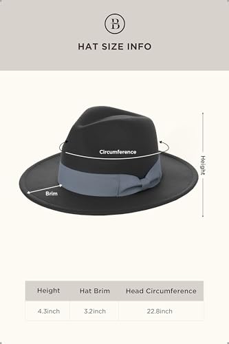 BABEYOND 1920s Fedora Hat for Men Gatsby Wide Brim Hat Felt Panama Cap - color: Dark Grey