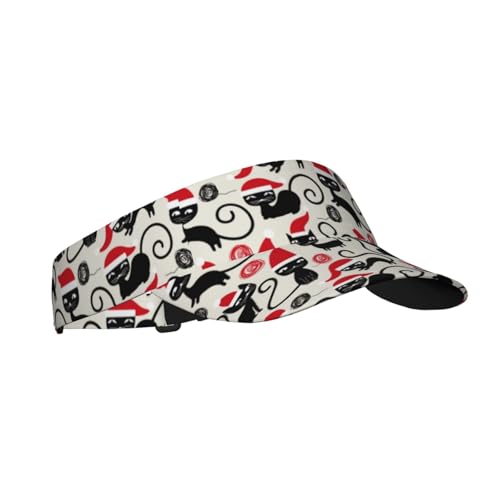 Sports Sun Visor Hats Adjustable Men Women Lightweight Packable Cooling Empty Top Visor Hat for Running, Tennis, Golf - color: Christmas Cat