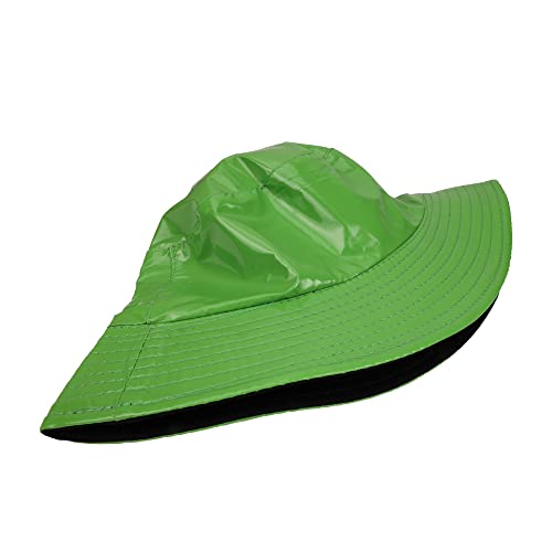 Reversible PU Leather Bucket Hats for Women Solid Color Double Wear Summer Hat Unisex - color: Green
