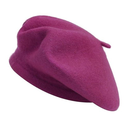 ZLYC Wool French Beret Hat Solid Color Classic Artist Cap for Women - color: Lady Purple