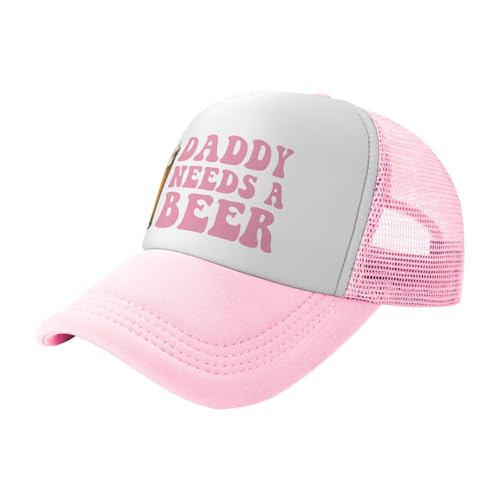 Funny Trucker Hats for Women Country Women's Trucker Hats Breathable Mesh Summer Caps Adjustable Pink Hats - color: Daddy Needs a Beer