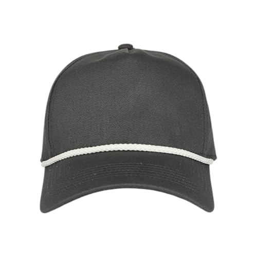E BY ELIDAN A-Frame Trucker Hat, 5-Panel Blank Snapback - color: Charcoal + White Rope