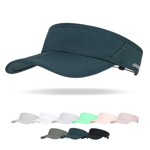 Sun Visor Caps Foldable Brim Adjustable Visor Hats for Women Men - color: 2# Teal
