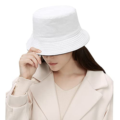 Unisex Bucket Hat Beach Sun Hat Aesthetic Fishing Hat for Men Women Teens, Reversible Double-Side-Wear - color: Black White