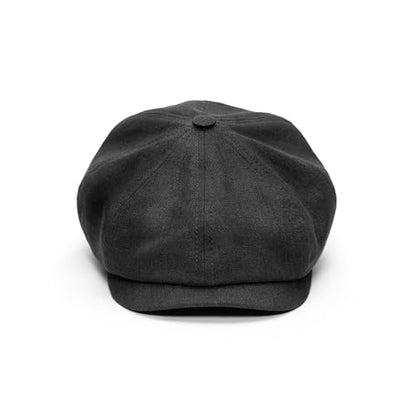 Sterkowski Model Rowdy | 100% Linen Newsboy Cap for Men and Women | Airy 8 Panel Paperboy Cap - color: Black, size: 7 1/2