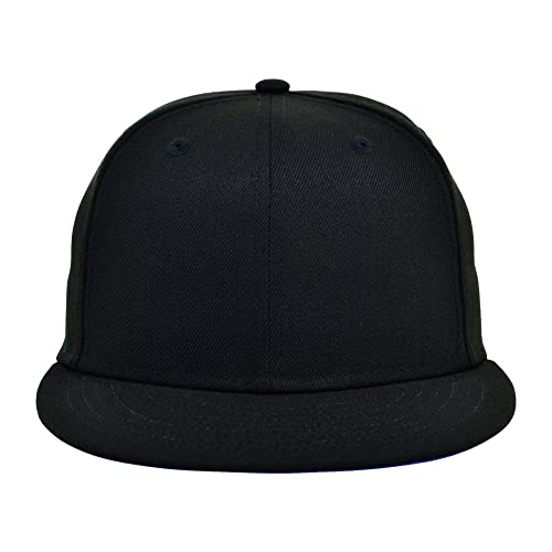 Lids Blank Full Court w/Colored Under Visor Fitted Cap Black/Royal Blue