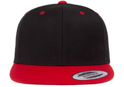 Mrlahat 6089 Yupoong Yp by Flexfit 6-Panel Structured Flat Visor Classic Snapback Cap with Black Bandana - color: Black / Red