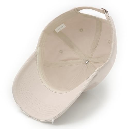 Distressed Baseball Cap for Men Women Cotton Dad Hat - color: Beige