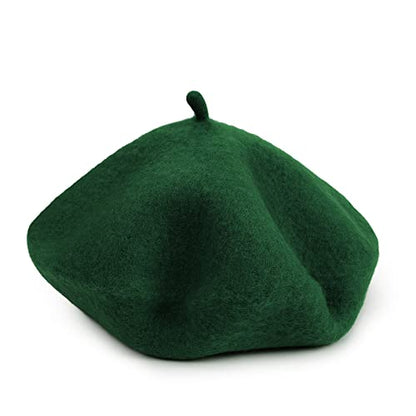 Wheebo Berets for Kids Wool French Beret Hats Artist Painter Hats for Little Girls Boys Solid Color Style - color: Dark Green