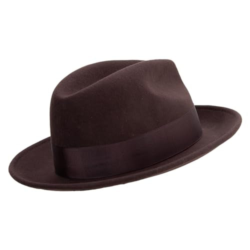 Jeanne Simmons Men's Wide Ribbon Band Fedora Hat - color: Brown, size: X-Large