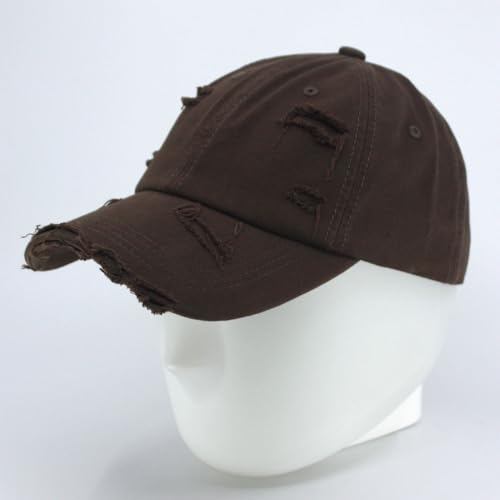 Washed Cotton Distressed with Heavy Stitching Adjustable Baseball Cap - color: Strap Brown