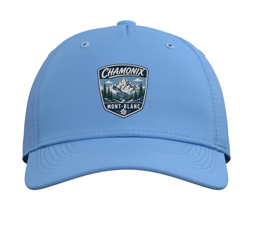 Chamonix Mont Blanc Mountain Hiking Adventure Nature Travel Adjustable Baseball Hat - color: Light Blue