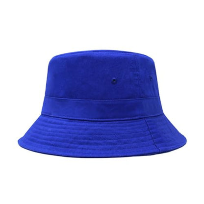 Hot Summer Bucket Hat - Trendy Cotton Sun Hat for Beach, Golf, Fishing - color: Royal