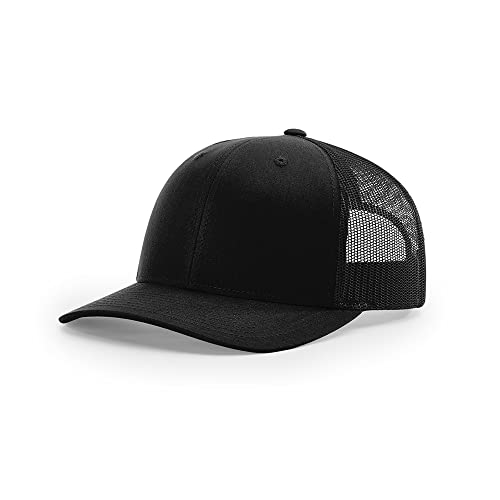 Richardson 112 Classic Six-Panel Adjustable Snapback Trucker Cap - color: Black
