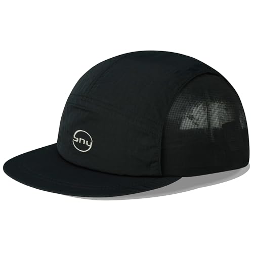 Croogo Mesh 5 Panel Hat Quick Drying Running Baseball Cap for Outdoor - color: Black