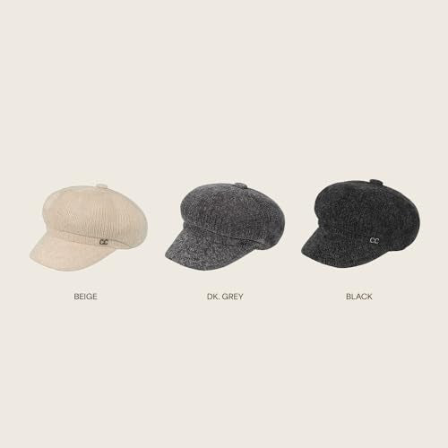 C.C Knitted Newsboy Cap for Women – Soft Knit Hat with Adjustable Velcro, Lightweight Warm Winter Style - color: Knitted-dk. Grey