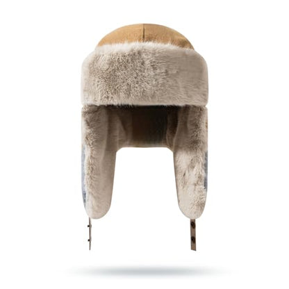Croogo Cold Weather Eskimo Hats Trapper Hat Winter Thick Furry Ushanka Russian Hat Windproof Ski Trooper Hat with Ear Flap - color: Pl20-khaki