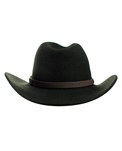 NYFASHION101 Men's Crushable Designed Band Large Brim Wool Outback Fedora Hat - size: Large