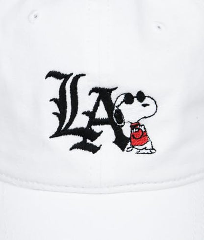 Riot Society Mens Embroidered Adjustable Dad Hat - color: Peanuts Snoopy La Chill Embroidered (White)