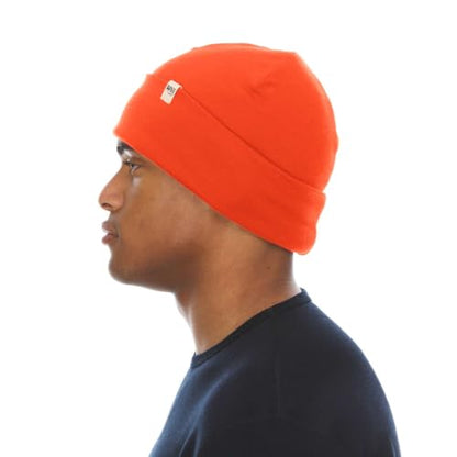 100% Merino Wool Cuff Beanie - Warm Winter Hat - Novelty Beanie - Toque - color: Blaze Orange