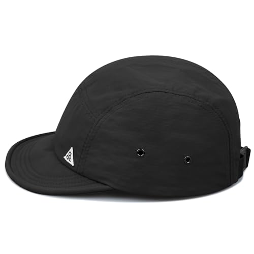 Clakllie Quick Dry Short Brim Hats for Men 5 Panel Running Hat Waterproof Baseball Cap Outdoor Hiking Hat Flat Bill Cadet Cap - color: Cdus-ddy1-black