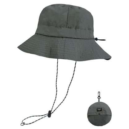 NPQQUAN Sun Bucket Hats for Woman Men Lightweight Sun Hat Packable Foldable - color: (Pure Darkgray)