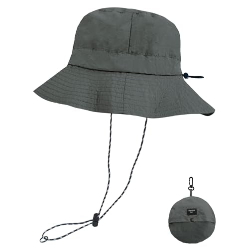 NPQQUAN Sun Bucket Hats for Woman Men Lightweight Sun Hat Packable Foldable - color: (Pure Darkgray)